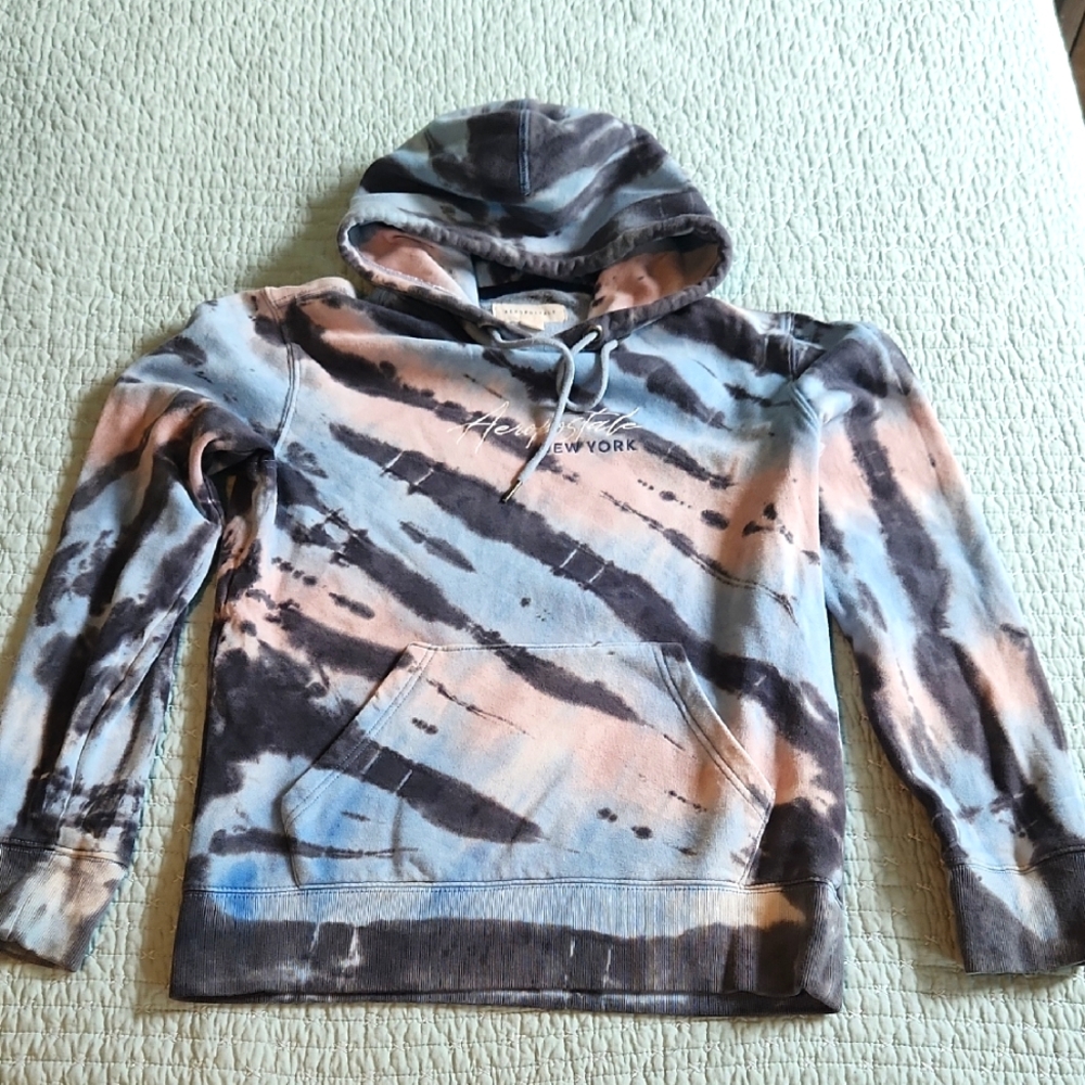 Aeropostale Blue and Salmon Color Tie-Dye Hoodie KID XS